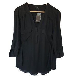 TORRID Women Plus Size 2X V Neck W Harper Blk 3/4 Sleeve Blouse